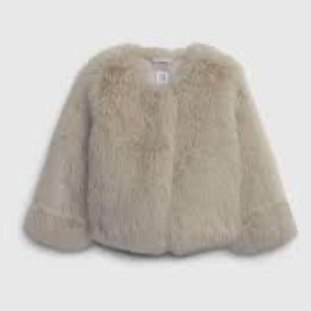 Baby GAP Girls Infant Toddler Faux Fur Jacket Coat 12-18 Months Cropped Soft